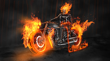 Ghost Rider Roaring Bike, ghost-rider, superheroes, artist, artwork, digital-art, artstation HD wallpaper