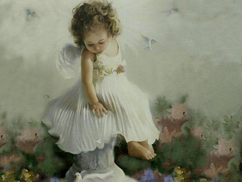 little angel, angel, happy, peaceful, painting HD wallpaper
