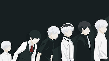 Tokyo Ghoul, Anime, Tokyo Ghoul:re, Black Hair, Haise Sasaki, Ken Kaneki, Minimalist, Short Hair, Tie, Tokyo Ghoul √A, White Hair HD wallpaper
