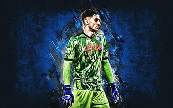 Alex Meret, Napoli, Italian football player, goalkeeper, blue stone background, football, Serie A, Italy, grunge art, SSC Napoli HD wallpaper