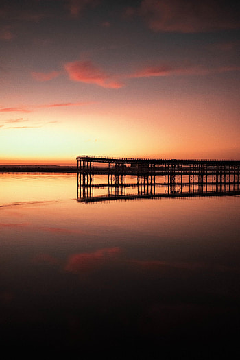 Nature, Sunset, Pink, Horizon, Pier HD phone wallpaper