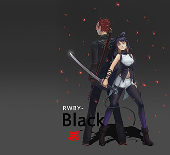 RWBY: Black, emotional, nice, petals, couple, sinister, warrior, female, Blake Belladonna, handsome, plain, sexy, sweet, sword, hot, girl, anime girl, simple, anime, pretty, serious, Adam, guy, lovely, lover, cute, rious, , male, rwby, blade, boy, love, cool, weapon HD wallpaper