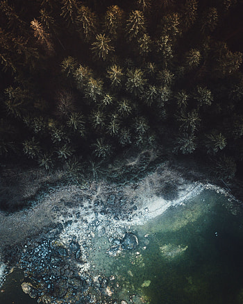 Winter, aerial view, frozen lake, nature HD phone wallpaper