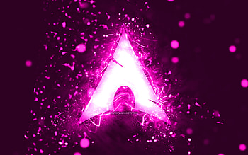 Manjaro purple logo, , purple neon lights, Linux, creative, purple abstract background, Manjaro logo, OS, Manjaro HD wallpaper