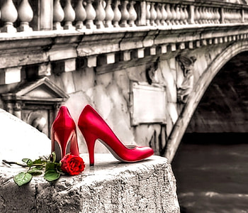Red Shoes and Rose, Shoes, , red, Rose HD wallpaper
