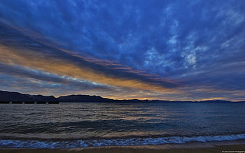 Lake Tahoe, graphy, , dusk, sunrise, waves, abstract, mountains, water, sunset, hills, scene, landscape, lake, dawn, clouds, nature, sky HD wallpaper