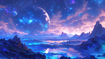 Sci-Fi World, planet, fantasy, purple, sky, AI Art HD wallpaper