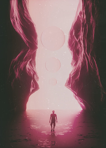 Dark, Circles, Silhouette, Fog, Cave, Passage HD phone wallpaper