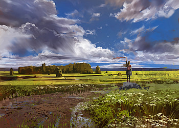 Painterly Marsh Horizon — Artistic Landscape, artistic, landscape HD wallpaper
