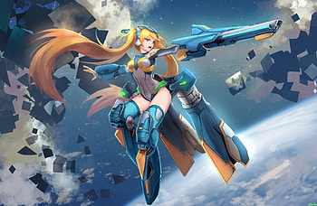 Mecha girl, anime, mecha, pretty, blonde hair, girl HD wallpaper