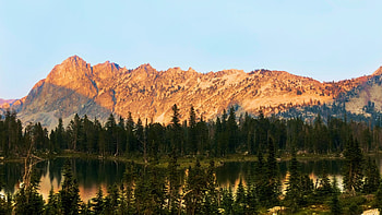 Mountain Glow in Idaho, landscape, trees, sky, reflections, usa, lake HD wallpaper