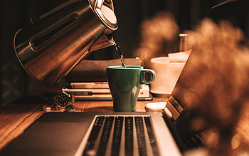 Laptop, Water, Miscellanea, Miscellaneous, Cup, Notebook, Teapot, Kettle HD wallpaper
