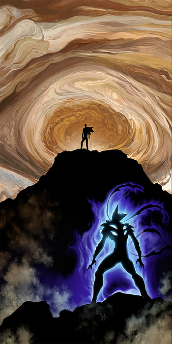 Saitama vs Garou, art, manga, onepunchman HD phone wallpaper