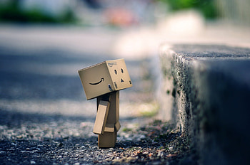 Miscellanea, Miscellaneous, Asphalt, Box, Cardboard Robot, Danboard, Sidewalk HD wallpaper
