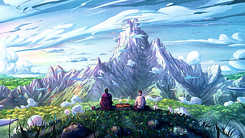 Digital Art, sky, Digiatl, art, mountain HD wallpaper