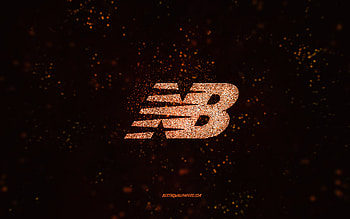 New Balance glitter logo, , black background, New Balance logo, orange glitter art, New Balance, creative art, New Balance orange glitter logo HD wallpaper