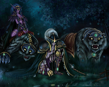 Night Hunters, night, females, fantasy, wow, bearcats HD wallpaper