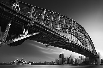Monochrome, Sydney Harbor Bridge HD wallpaper