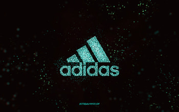Adidas glitter logo, , black background, Adidas logo, turquoise glitter art, Nike, creative art, adidas turquoise glitter logo HD wallpaper