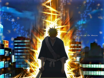 growing powers, bleach, power, ichigo, anime, shine, gold HD wallpaper