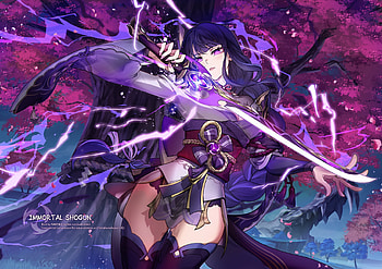 Raiden, japanese, sword, baal raiden, impact, japan, genshin, baal, anime, game HD wallpaper