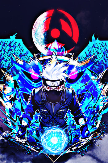 Kakashi Hatake, electric blue, art, anime HD phone wallpaper