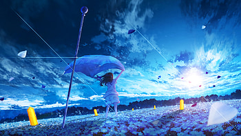Nemophila Field, anime-girl, anime, artist, artwork, digital-art, pixiv HD wallpaper