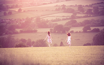 dom, running, trees, fields, girls, beautiful, nature, people HD wallpaper