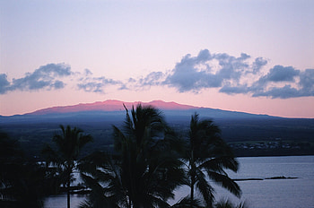 View Mount Kea, Hawai, clouds, mount, sky, water, palmtrees HD wallpaper