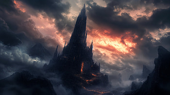 Black Spire — Fantasy Citadel, fantasy, castle, mountain, storm HD wallpaper