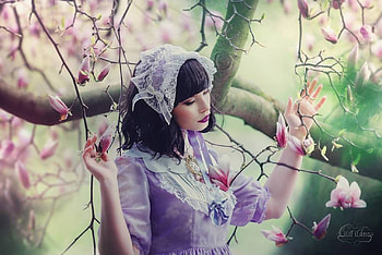 purple, lady, fantasy, art HD wallpaper