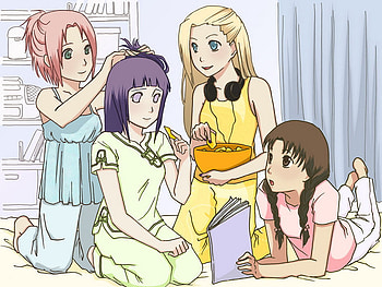 konoha girls togather, anime, other, naruto, cute, girls HD wallpaper