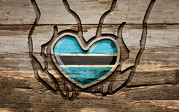 I love Botswana, , wooden carving hands, Day of Botswana, Flag of Botswana, Take care Botswana, creative, Botswana flag, Botswana flag in hand, wood carving, african countries, Botswana HD wallpaper