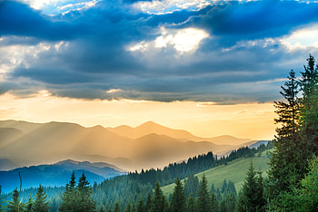 Landscape Mountains Sunbeam Nature , landscape, mountains, nature, sunbeam, clouds HD wallpaper