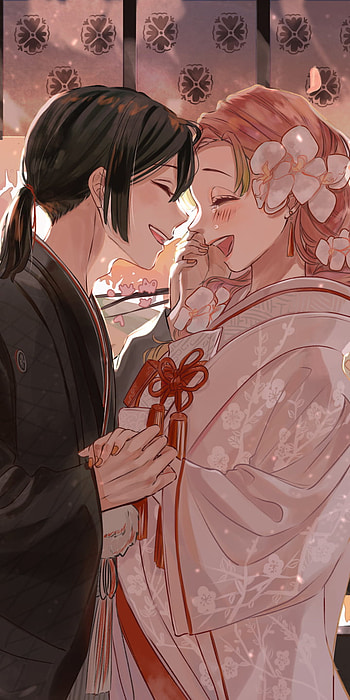 Mitsuri & Obanai — Kimetsu Wedding , Mitsuri Kanroji, Obanai Iguro, Anime, Demon Slayer: Kimetsu no Yaiba HD phone wallpaper