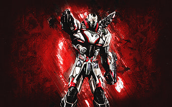 Quantum Suit, Avengers Endgame, red stone background, Quantum character, Avengers, Quantum, grunge art HD wallpaper