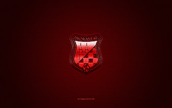 NK Sesvete, Croatian football club, red logo, red carbon fiber background, Prva HNL, football, Zagreb, Croatia, NK Sesvete logo HD wallpaper