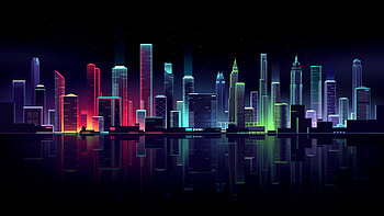 Dark, cityscape, night, artwork, illustration HD wallpaper