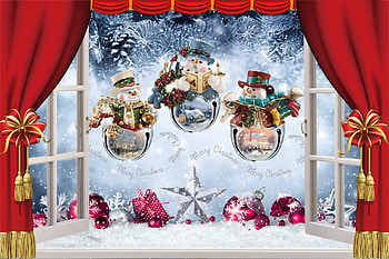 Sparky, Snowy and Frosty, holidays, curtains, star, merry, song, window, christmas, snowmen HD wallpaper