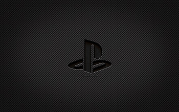 PlayStation carbon logo, , grunge art, carbon background, creative, PlayStation black logo, brands, PlayStation logo, PlayStation HD wallpaper