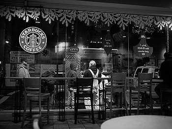 Starbucks, coffee, store, building, people HD wallpaper