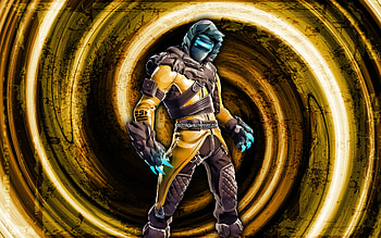 Zenith, yellow grunge background, Fortnite, vortex, Fortnite characters, Zenith Skin, Fortnite Battle Royale, Zenith Fortnite HD wallpaper