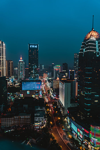 Cities, Architecture, Building, View From Above, Night City, Overview, Review, Height, Street HD phone wallpaper