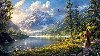 Divine Nature: Jesus in Serene Landscape, nature, landscape, Jesus HD wallpaper