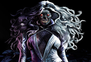 Zombie Woman, zombie, grey flesh, white hair, woman HD wallpaper
