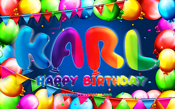 Happy Birtay Karl, , colorful balloon frame, Karl name, blue background, Karl Happy Birtay, Karl Birtay, popular german male names, Birtay concept, Karl HD wallpaper