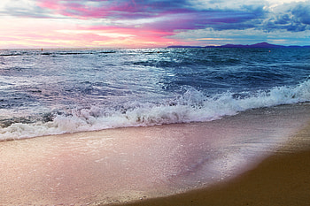 Beach, sea waves, blue sea, nature HD wallpaper