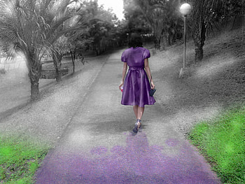 Pursuing my Purple Dreams......, purple, girl, dreams, green grass HD wallpaper