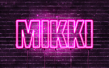 Happy Birtay Mikki, , pink neon lights, Mikki name, creative, Mikki Happy Birtay, Mikki Birtay, popular japanese female names, with Mikki name, Mikki HD wallpaper