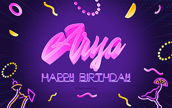 Happy Birtay Arya, , Purple Party Background, Arya, creative art, Happy Arya birtay, Arya name, Arya Birtay, Birtay Party Background HD wallpaper